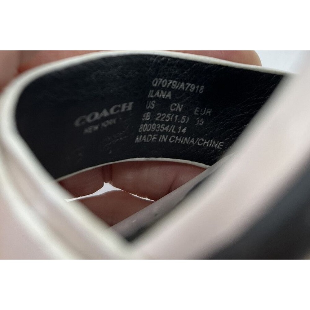COACH Designer Sandals Ilana Heel White Black Leather Sz 5 Women - Picture 9 of 10
